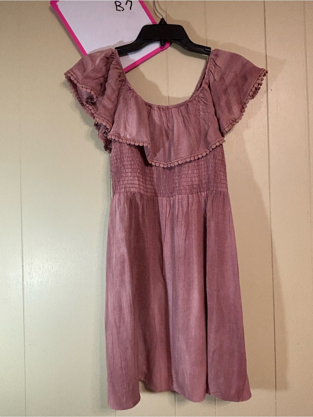BONGO Dusty Mauve Ruffle Off-Shoulder Dress